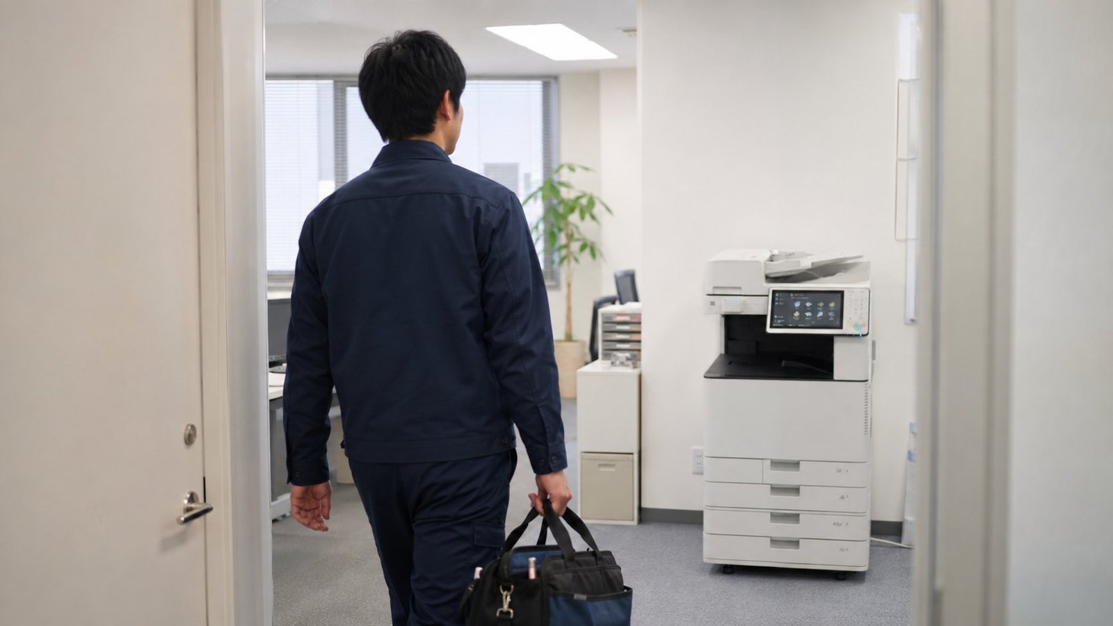 工具を持って出張修理に向かう雷都コピーのスタッフ